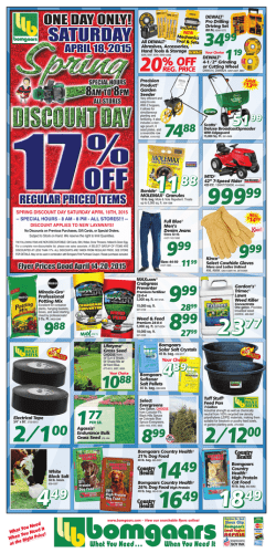 Bomgaars Spring Discount Day Flyer Prices Good April 14