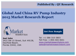 Global and China RV Pump Industry 2015 Market Research Report