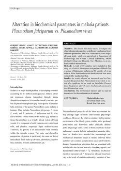 Alteration in biochemical parameters in malaria patients. Plasmodium falciparum vs. Plasmodium vivax