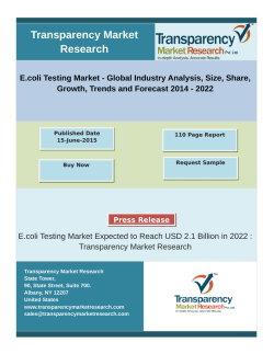 E.coli Testing Market - Global Industry Analysis, Size, Share, Growth, Trends and Forecast 2014 - 2022