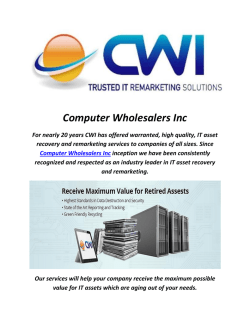 Computer Wholesalers Inc : It Asset Remarketing