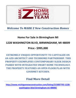 1228 WASHINGTON BLVD, BIRMINGHAM, MI 48009 : MARK Z New Construction Homes in Birmingham MI