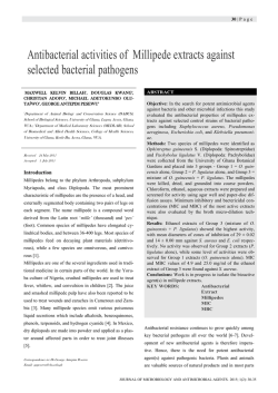 Antibacterial activities of  Millipede extracts against selected bacterial pathogens