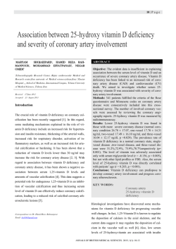 Association between 25-hydroxy vitamin D deficiency and severity of coronary artery involvement