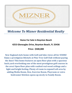 4253 Gleneagles Drive, Boynton Beach, FL 33436 : Boynton Beach Homes for Sale by Mizner Residential Realty