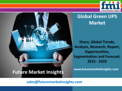 Green UPS Market: Global Industry Analysis and Forecast Till 2025 by Future Market Insights