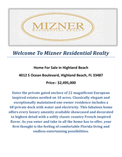 4012 S Ocean Boulevard, Highland Beach, FL 33487 : Highland Beach Real Estate For Sale by Mizner Residential Realty