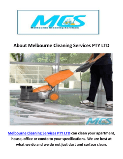 Melbourne Cleaning Services PTY LTD : Commercial Cleaning in Melbourne