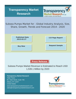 Subsea Pumps Market Trends 2014 - 2020
