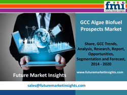 Algae Biofuel Prospects Market Value Share, Analysis and Segments 2014 – 2020 by Future Market Insights
