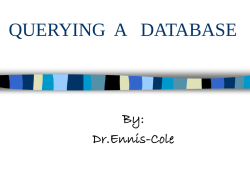 QUERYING A DATABASE