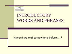 INTRODUCTORY WORDS AND PHRASES