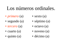 los n&uacute;meros ordinales ppt