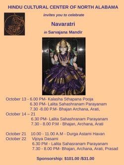 to view the Navaratri Flyer - Hindu Cultural Center of North Alabama