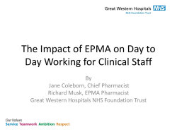 The Impact of EPMA on Day to Day Working for Clinical Staff