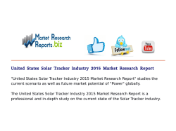 United States Solar Tracker Market Research Report, Trends, Growth, Size, Shares, Industry Analysis And Forecast 2015