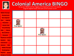 Colonial America Review Activity BINGO Card Sr. Sako Edition
