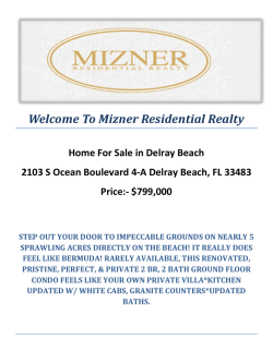 2103 S Ocean Boulevard 4-A Delray Beach, FL 33483 : Delray Beach Real Estate by Mizner Residential Realty