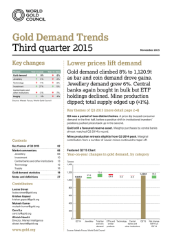 World Gold Council - Gold Demand Trends Third Quarter 2015 (世界黃金協會 - 黃金需求趨勢報告2015第三季度)