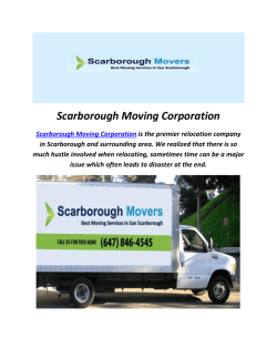 Scarborough Moving Corporation In Toronto
