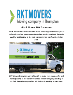 Gta & Movers R&K Transmove: RKT Movers Brompton