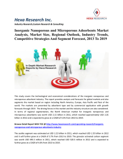 Inorganic Nanoporous and Microporous Adsorbents Market Analysis, Market Size, Share, Regional Outlook, Industry Trends, Competitive Strategies And Segment Forecast, 2013 To 2019