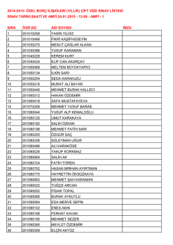 2014-2015- ÖZEL BORÇ İLİŞKİLERİ (YILLIK) ÇİFT VİZE SINAV