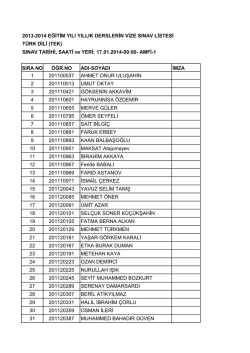 2013-2014 EĞİTİM YILI YILLIK DERSLERİN VİZE SINAV LİSTESİ