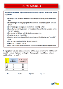 8. Sınıf TEOG Sınavı Isı ve Sıcaklık Konusu Hazırlık
