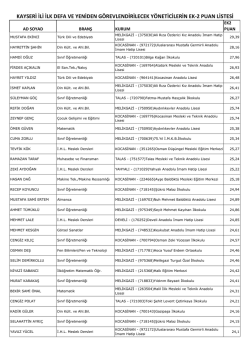 Ek-2 Puanına Göre Sözlü Sınava Alınacak Personel Listesi