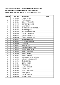 2014--2015 EĞİTİM YILI YILLIK DERSLERİN VİZE SINAV LİSTESİ