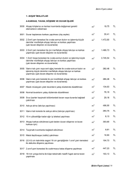 2014 Birim Fiyat Listesi