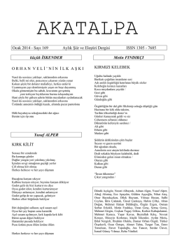 Ocak 2014 - Sayı 169 Aylık Şiir ve Eleştiri Dergisi ISSN