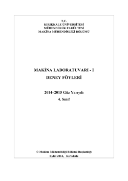 KIRIKKALE &Uuml;NİVERSİTESİ - K.&Uuml;. Makine M&uuml;hendisliği B&ouml;l&uuml;m&uuml;