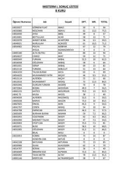 MIDTERM I. SONU&Ccedil; LİSTESİ B KURU