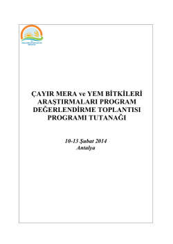 ÇAYIR MERA ve YEM BİTKİLERİ ARAŞTIRMALARI PROGRAM