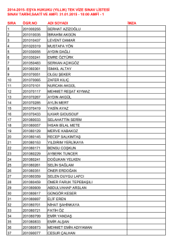 2014-2015- EŞYA HUKUKU (YILLIK) TEK VİZE SINAV LİSTESİ