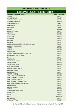 growtech eurasıa 2014 katılımcı listesi / exhıbıtor lıst