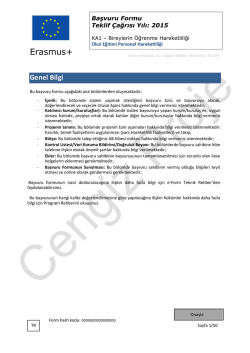 2015 KA101 Başvuru Formu Okul Eğitimi Personel Hareketliliği