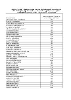20.01.2015 tarihli Yükseköğretim Yürütme Kurulu Toplantısında