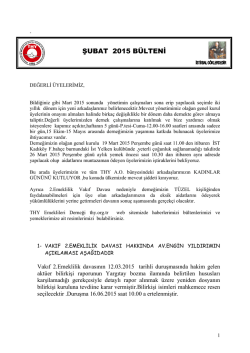 subat 2015 bulten - Thy Emeklileri ve Mensupları Derneği