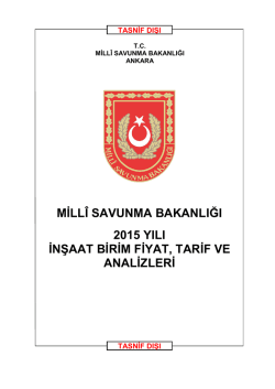 Millî Savunma Bakanlığı 2015 Yılı İnşaat Birim Fiyat, Tarih ve