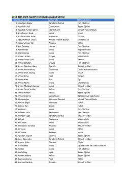 2014-2015 burs almaya hak kazananlar listesi
