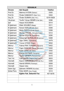 Eğitim Fak&uuml;ltesi Dahili Telefon Rehberi