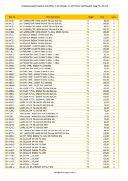 Kod No &Uuml;r&uuml;n A&ccedil;ıklaması Değer Fiyat Sayfa 5014 4762 SA 7 LAMEL