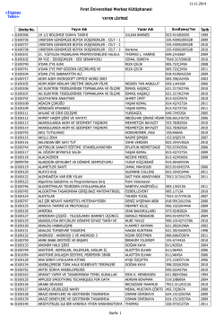 2011 yılında satın alınan yayınlar - K&uuml;t&uuml;phane