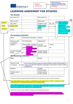 LEARNING AGREEMENT FOR STUDIES