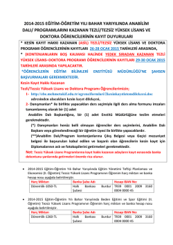 Sınav Sonu&ccedil;ları ve Kayıt Bilgileri