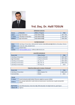 Yrd. Doç. Dr. Halil TOSUN - Celal Bayar Üniversitesi