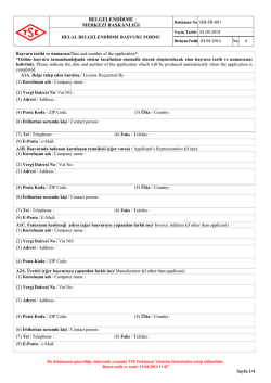 Helal Gıda Başvuru Formu